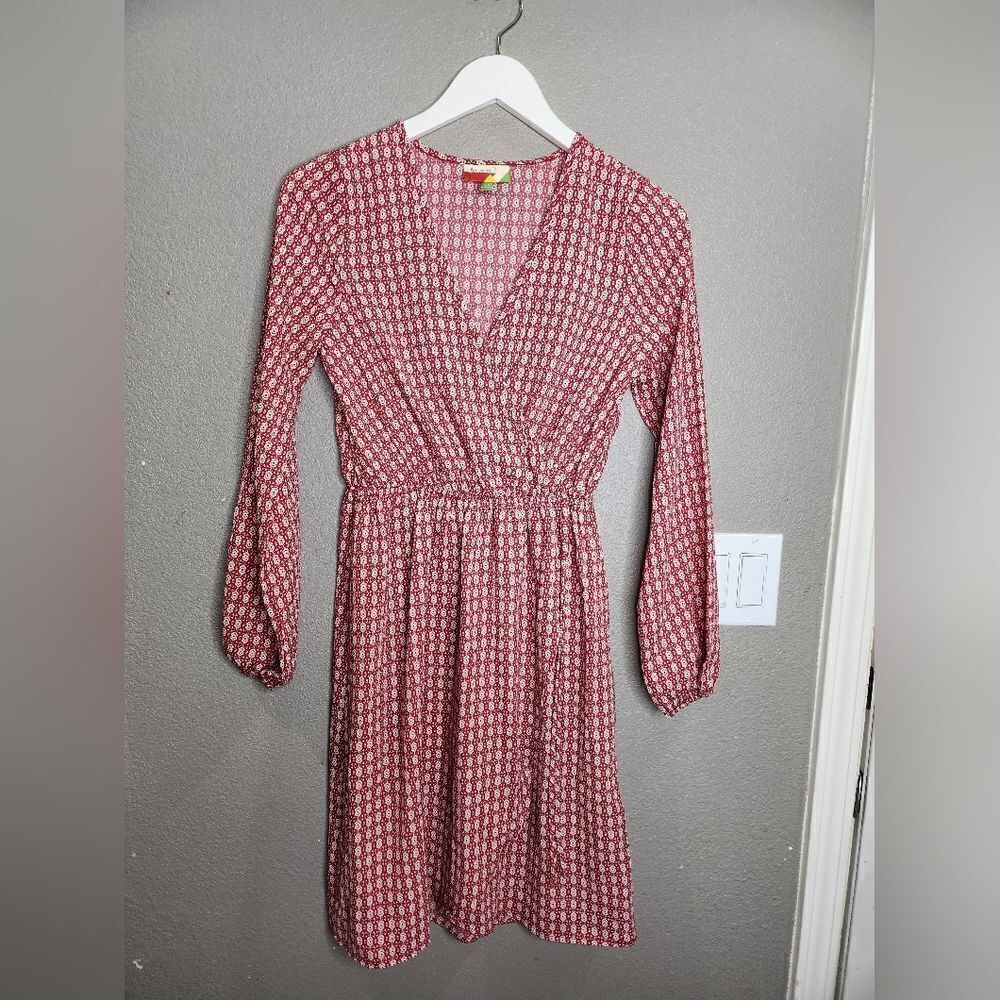 Modcloth Fervour red patterned knee length dress